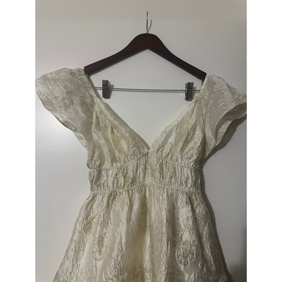 NWT Altar’d State Athena Shimmer Maxi Dress Cream-Gold Women’s Size Small - Picture 6 of 8